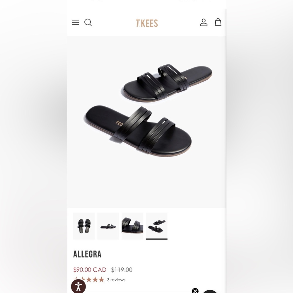 BNWT Tkees Allegra sandal. Size 8 (fit more like a 7) Black
